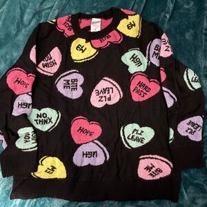 Serra Black Sweater with Colorful Heart Designs